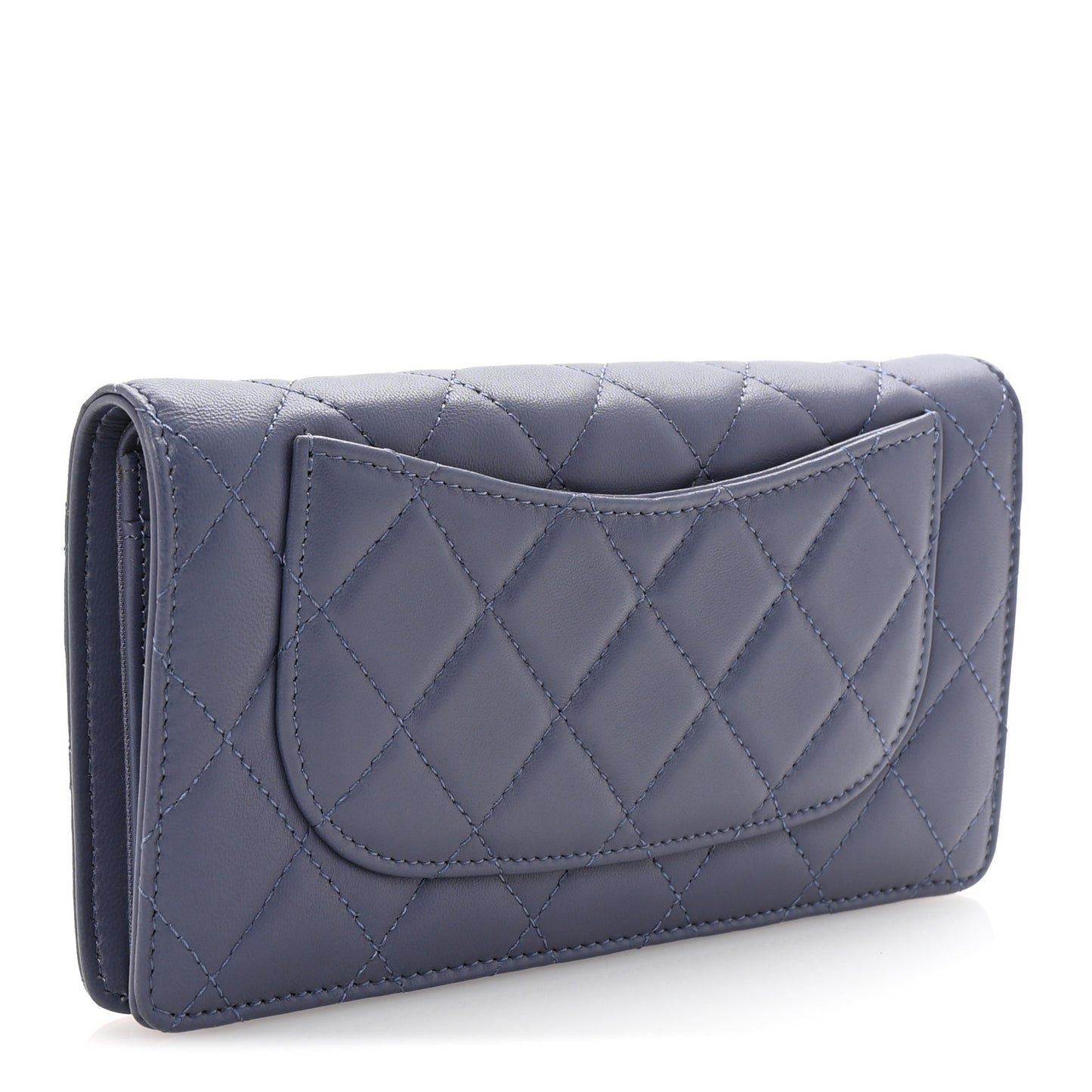 Lambskin Quilted Yen Wallet Purple