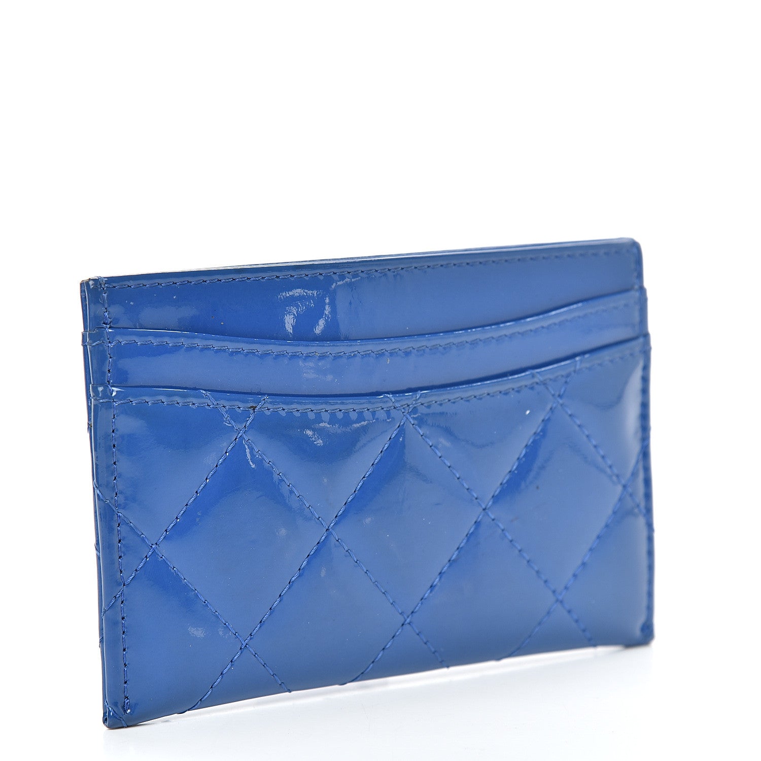 Chanel Patent Quilted Card Holder Blue 3 of 10