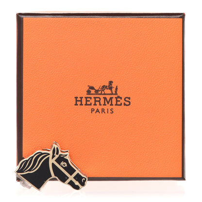 Hermes Permabrass Lacquered Quadrige Twilly Scarf Ring Black 4 of 4