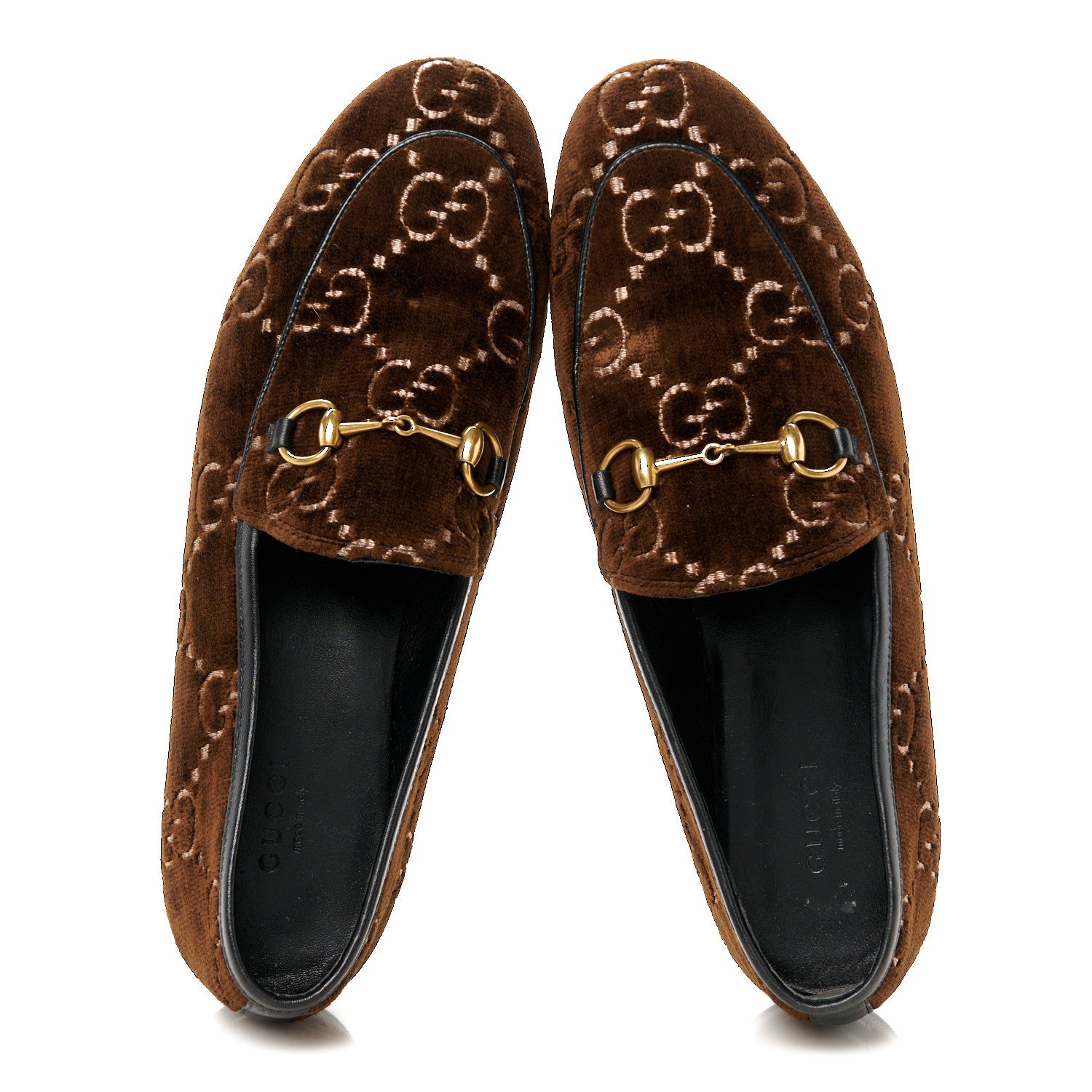 Gucci Velvet GG Monogram Horsebit Womens Jordaan Loafers 38 Brown Black 2 of 10