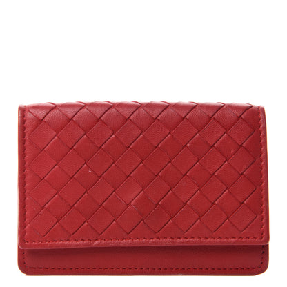 Bottega Veneta Nappa Intrecciato Card Holder China Red 1 of 8