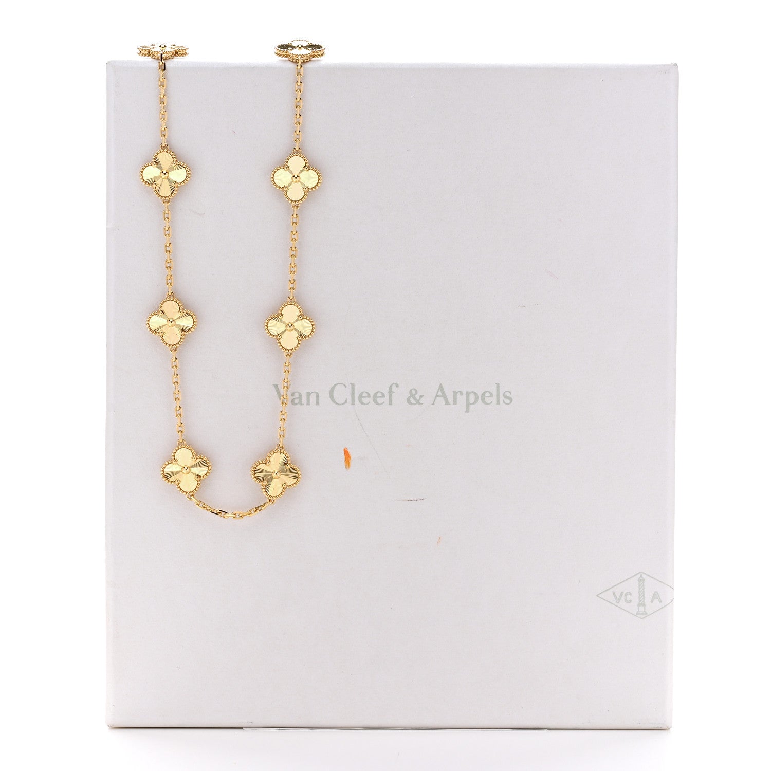 Van Cleef & Arpels 18K Yellow Gold 10 Motifs Guilloche Vintage Alhambra Necklace 7 of 7