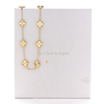 Van Cleef & Arpels 18K Yellow Gold 10 Motifs Guilloche Vintage Alhambra Necklace 7 of 7