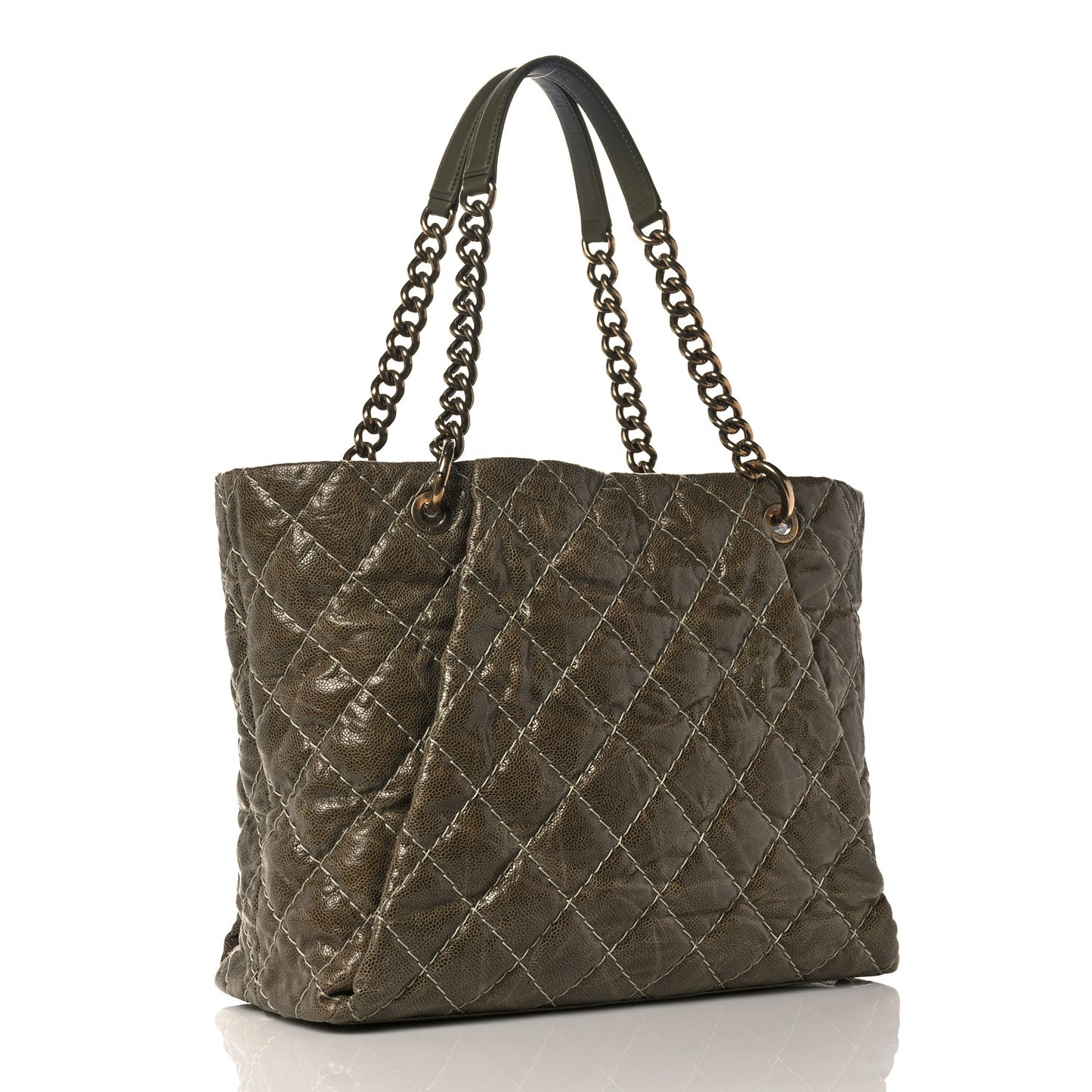 Glazed Caviar Coco Pleats Tote Green