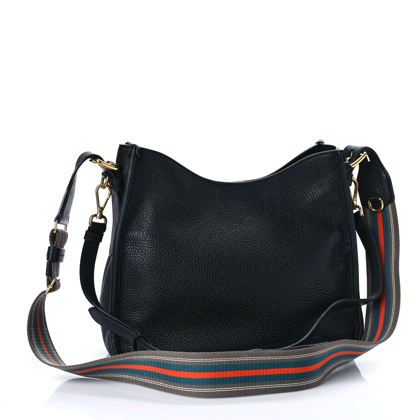 Vitello Daino Zippered Messenger Hobo Black