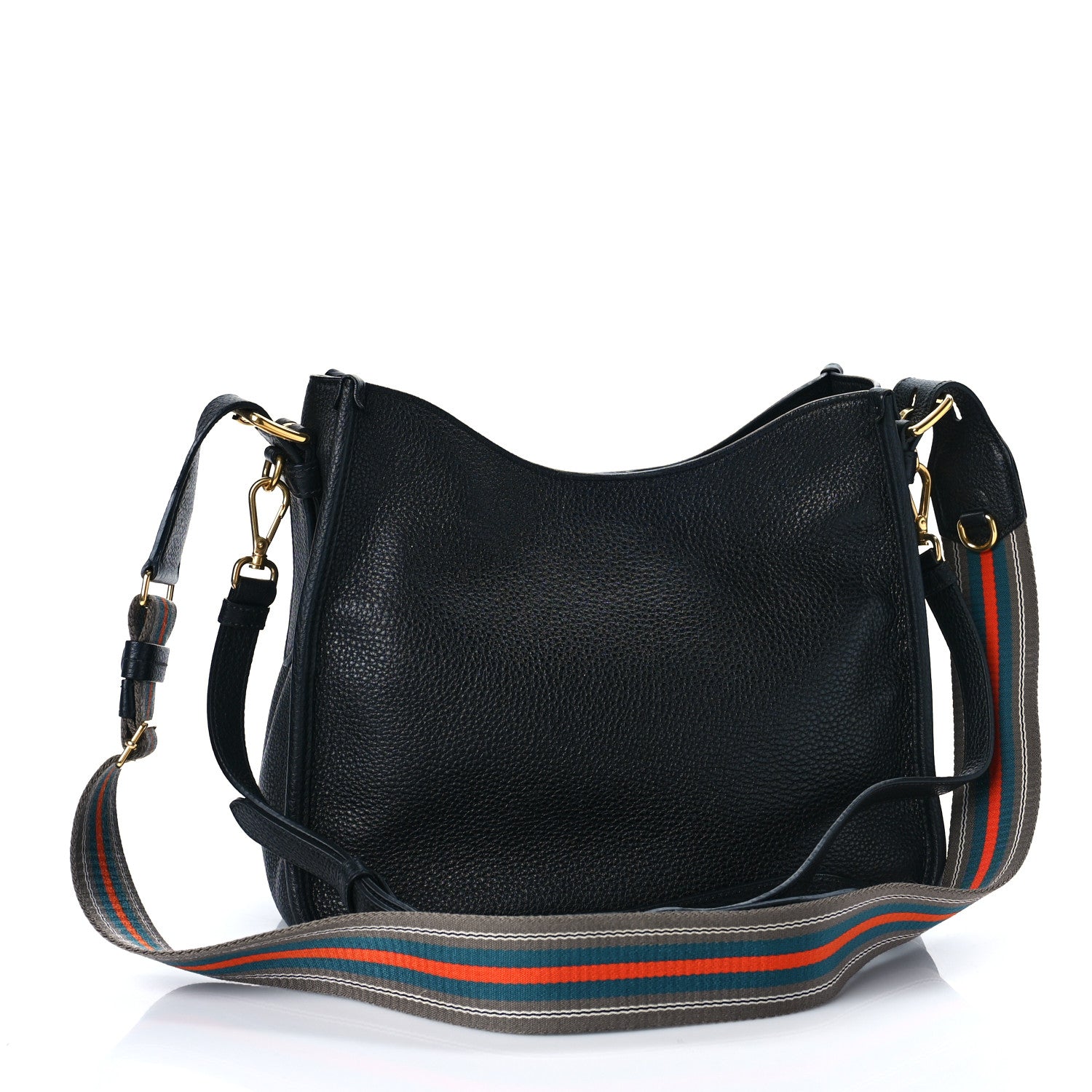 Prada Vitello Daino Zippered Messenger Hobo Black 3 of 8