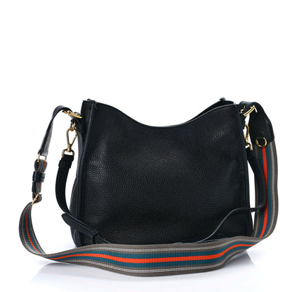 Prada Vitello Daino Zippered Messenger Hobo Black 3 of 8