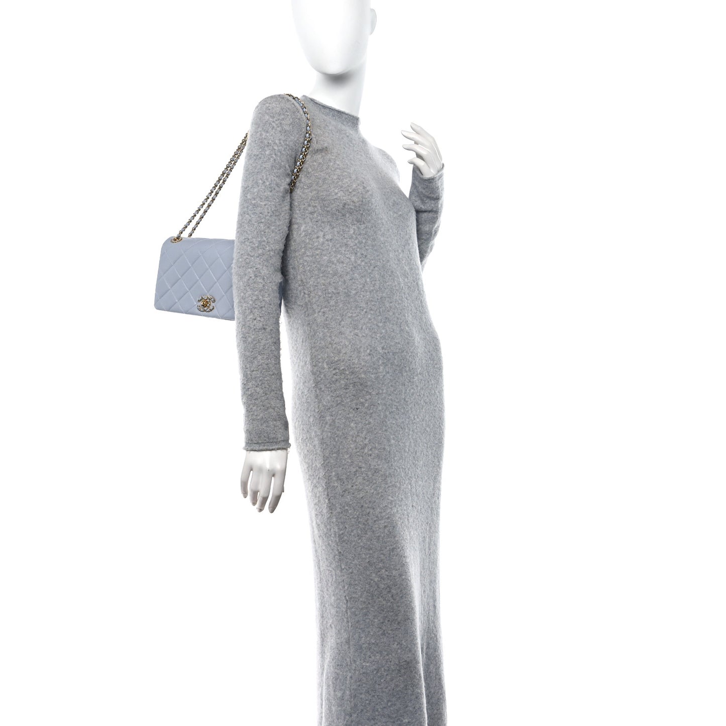 Lambskin Quilted Braided CC Flap Blue