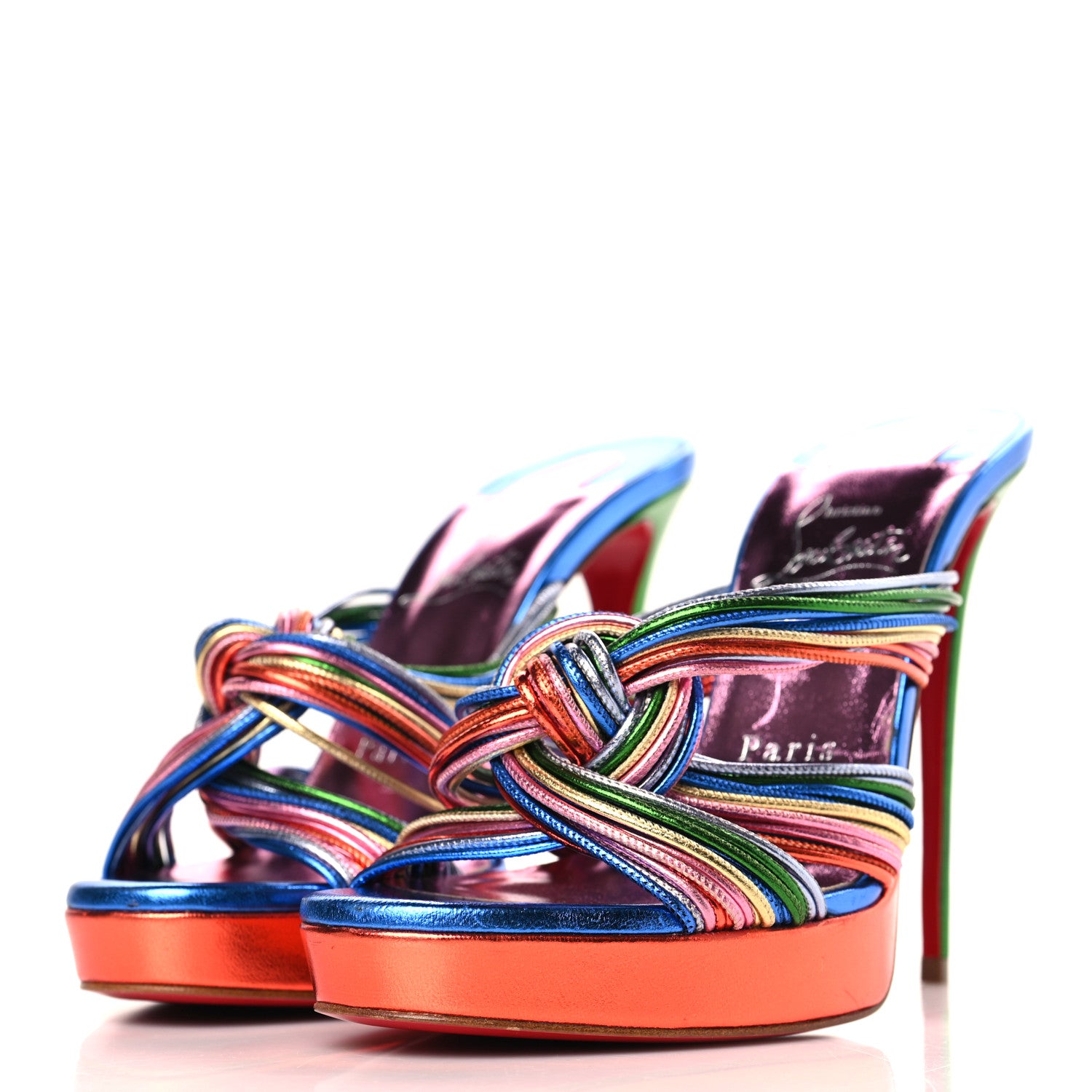 Christian Louboutin Kid Laminato Multitaski Alta 120 Sandals 37 Multi Lin Confettis 3 of 10