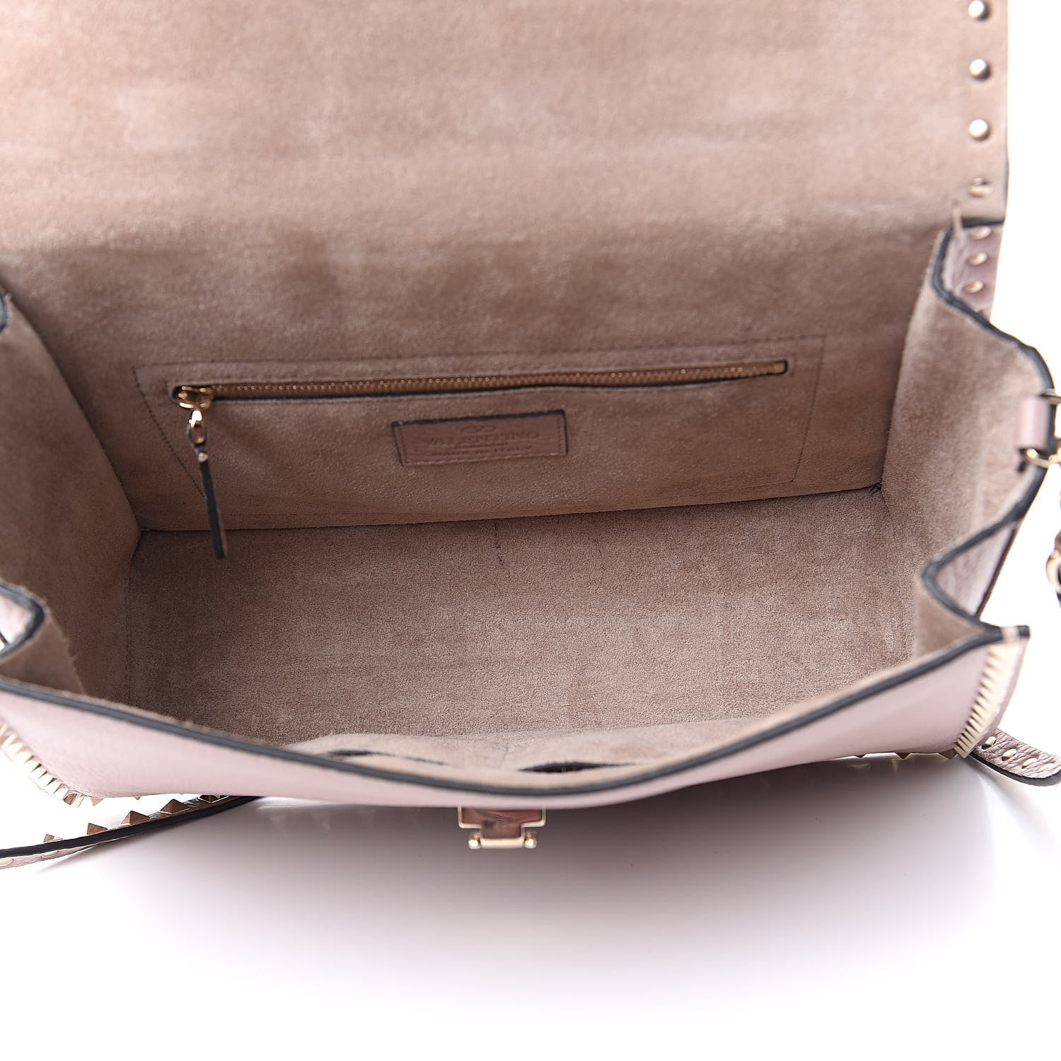 Valentino Garavani Grained Calfskin Rockstud Top Handle Flap Shoulder Bag Poudre 5 of 14