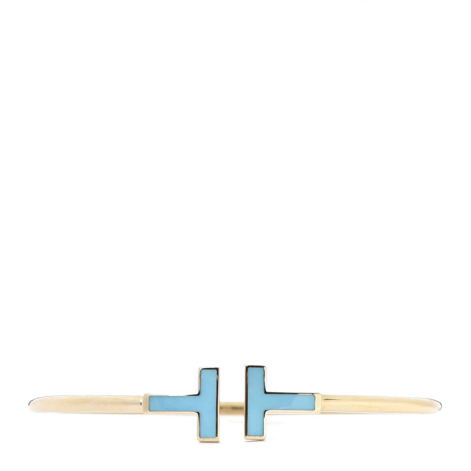 Tiffany 18K Yellow Gold Turquoise T Wire Bracelet 1 of 4