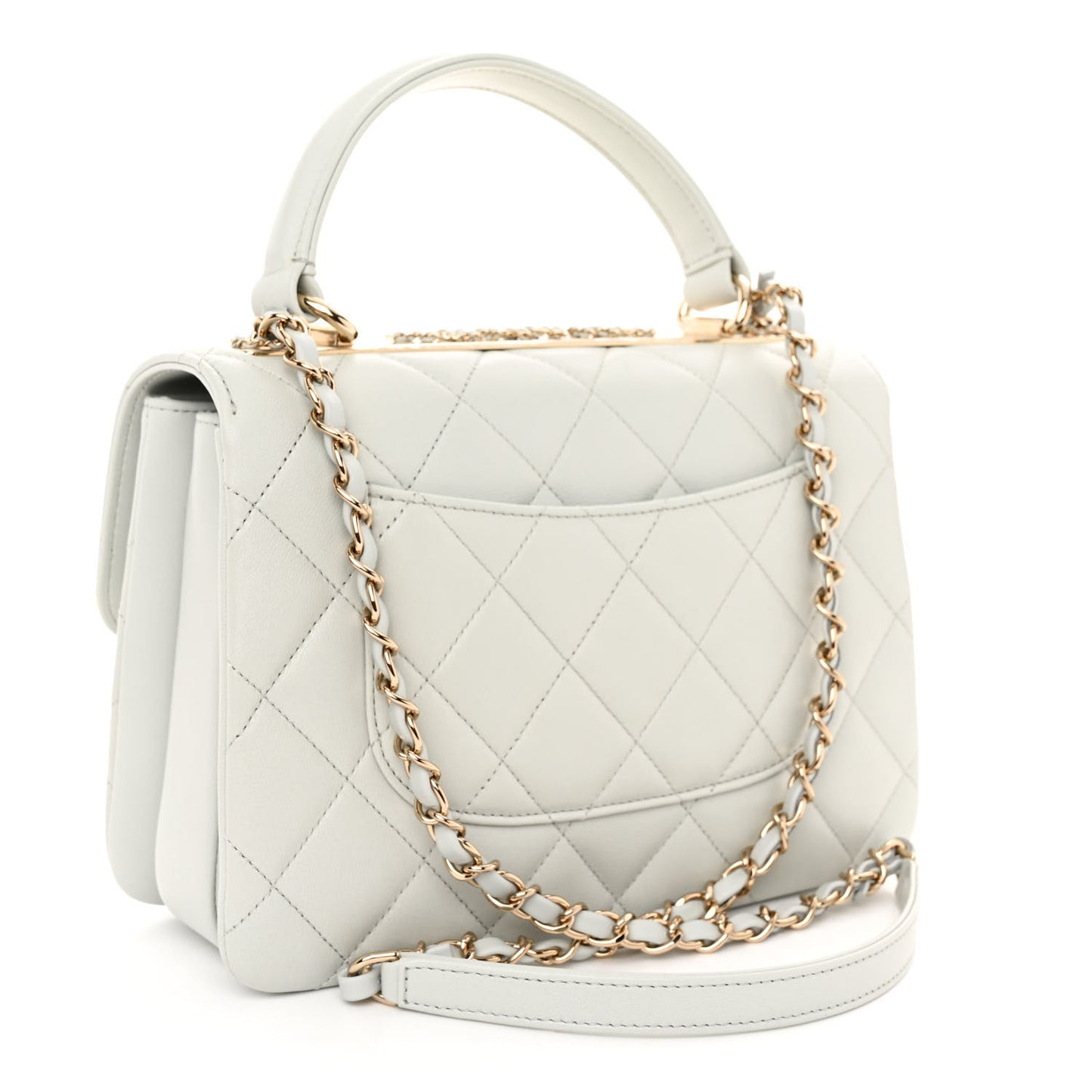Lambskin Quilted Small Trendy Chain CC Flap Dual Handle Bag Light Blue