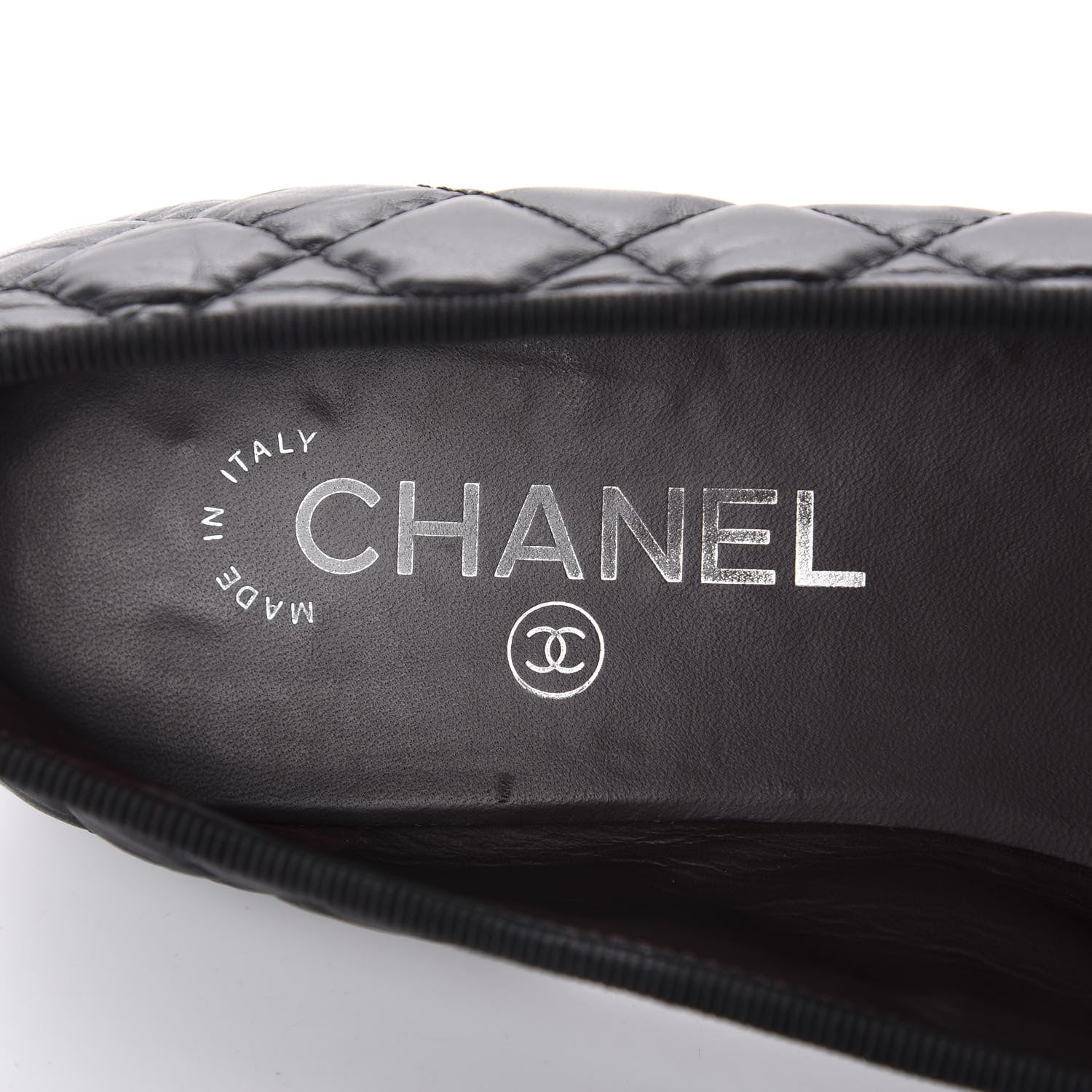 Chanel Aged Calfskin Quilted CC Cap Toe Ballerina Flats 39 Black 7 of 11
