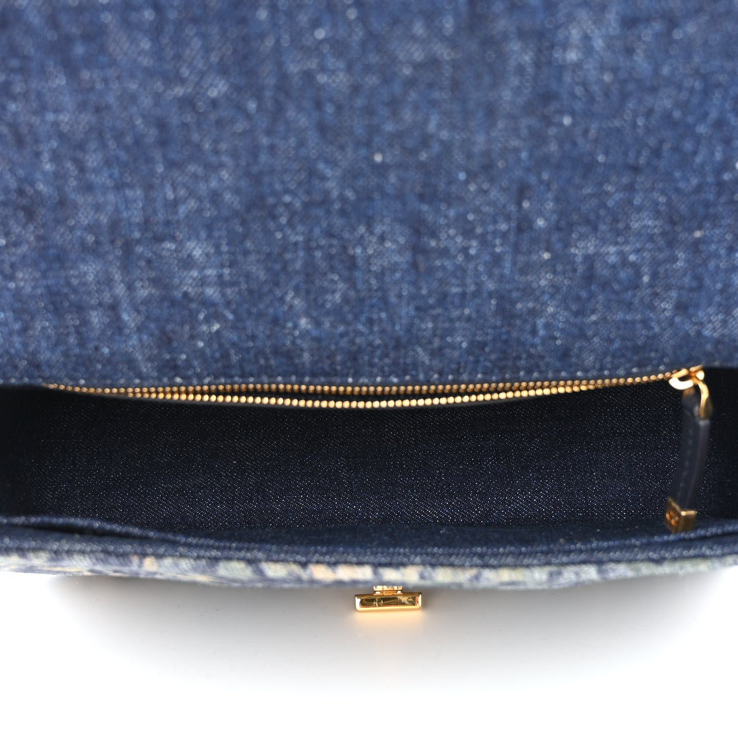 Denim Brocart Embroidered Medium Caro Bag Blue