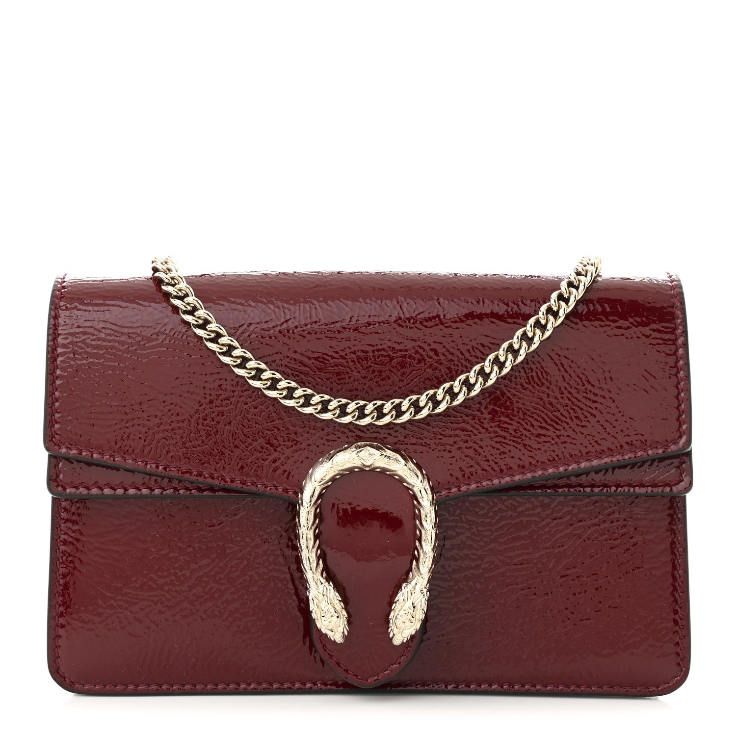 Gucci Crinkled Patent Mini Dionysus Shoulder Bag Rosso Ancora Red 1 of 8