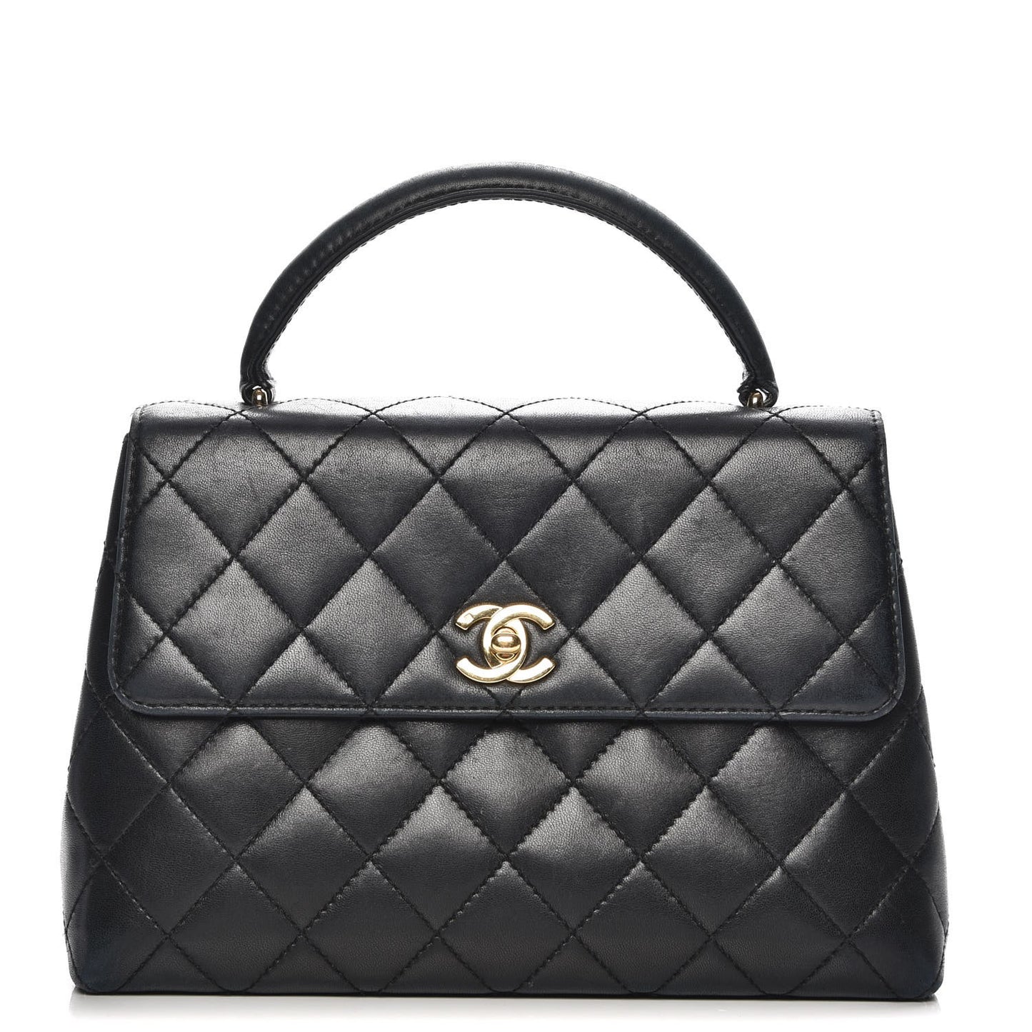 Lambskin Quilted Medium Kelly Flap Bag Black
