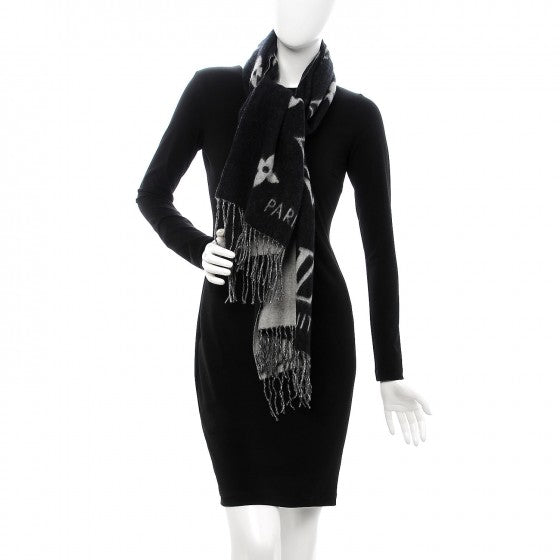 Louis Vuitton Cashmere Monogram Reykjavik Scarf Black 2 of 6