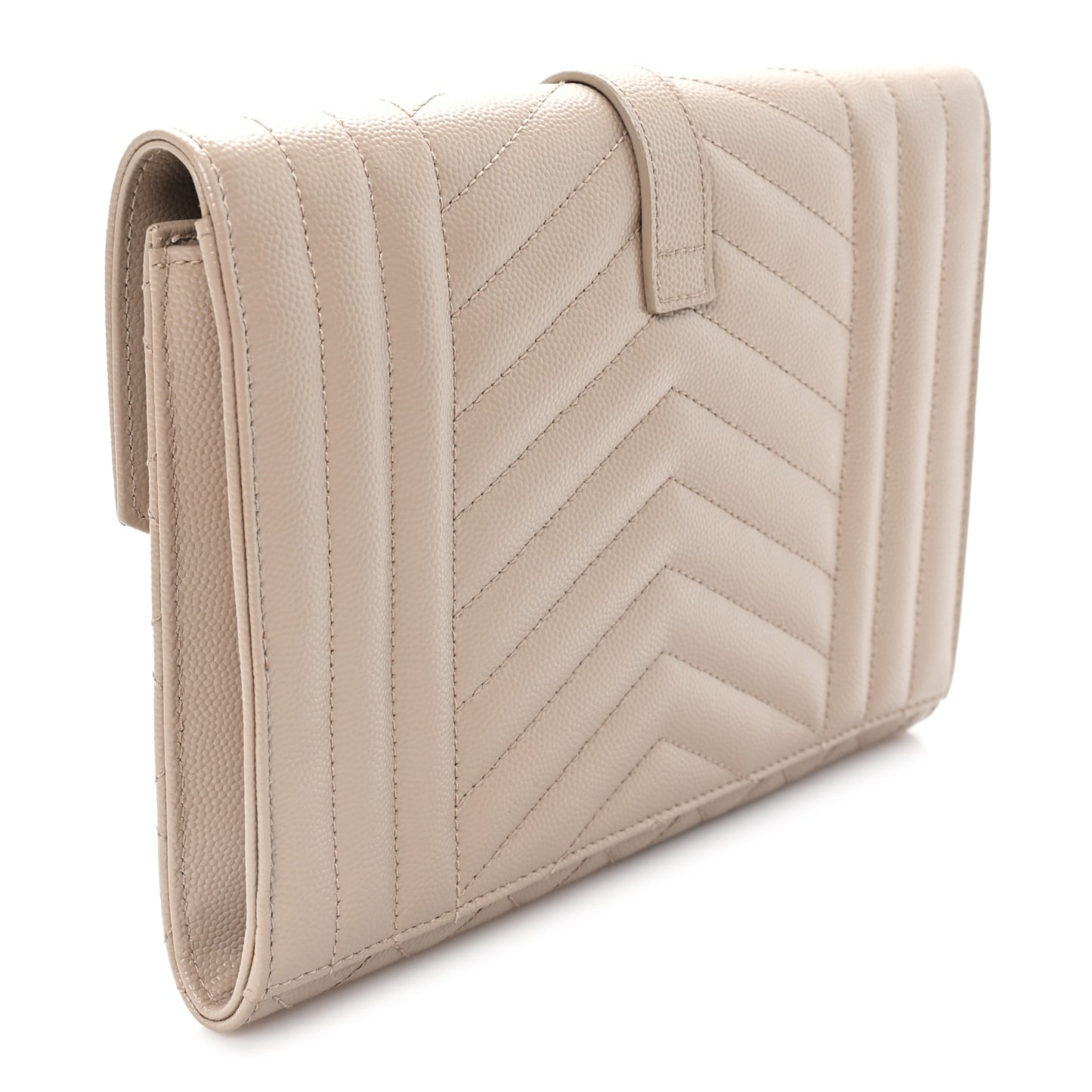 Grain De Poudre Textured Mixed Matelasse Triquilt Monogram Clutch Dark Beige
