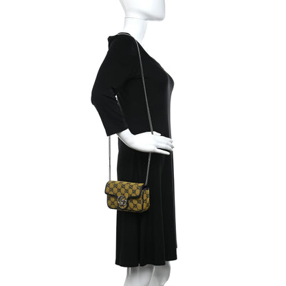 Gucci Monogram Multicolor Matelasse Diagonal Super Mini GG Marmont Shoulder Bag Yellow Blue 2 of 11