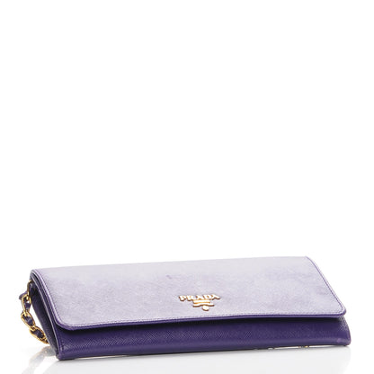 Prada Saffiano Metal Oro Chain Wallet Viola 4 of 9
