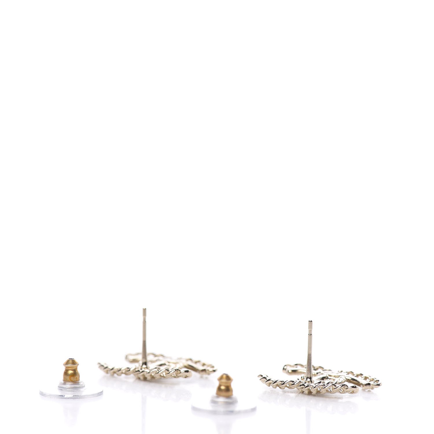 Chanel Crystal Chain CC Earrings Gold 3 of 5