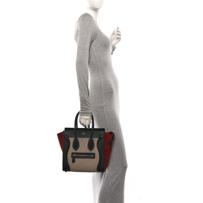 Celine Felt Smooth Calfskin Micro Tri-Color Luggage Brown Black 2 of 9