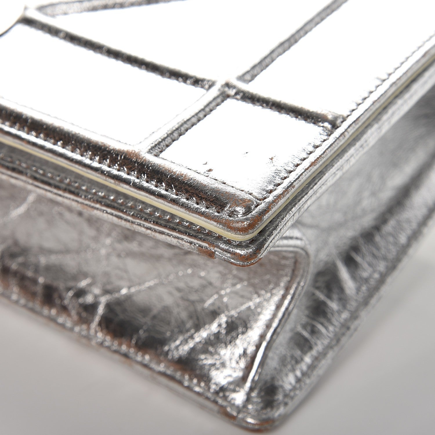 Christian Dior Metallic Crinkled Lambskin Medium Diorama Flap Bag Silver 9 of 17
