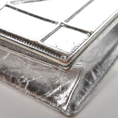 Christian Dior Metallic Crinkled Lambskin Medium Diorama Flap Bag Silver 9 of 17
