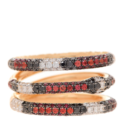 Gucci 18K Yellow Gold Black Diamond Topaz Sapphire Diamond Ouroboros Snake Three-Row Ring 54 7 1 of 4