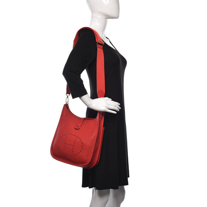 Hermes Taurillon Clemence Evelyne III PM Rouge De Coeur 3 of 21