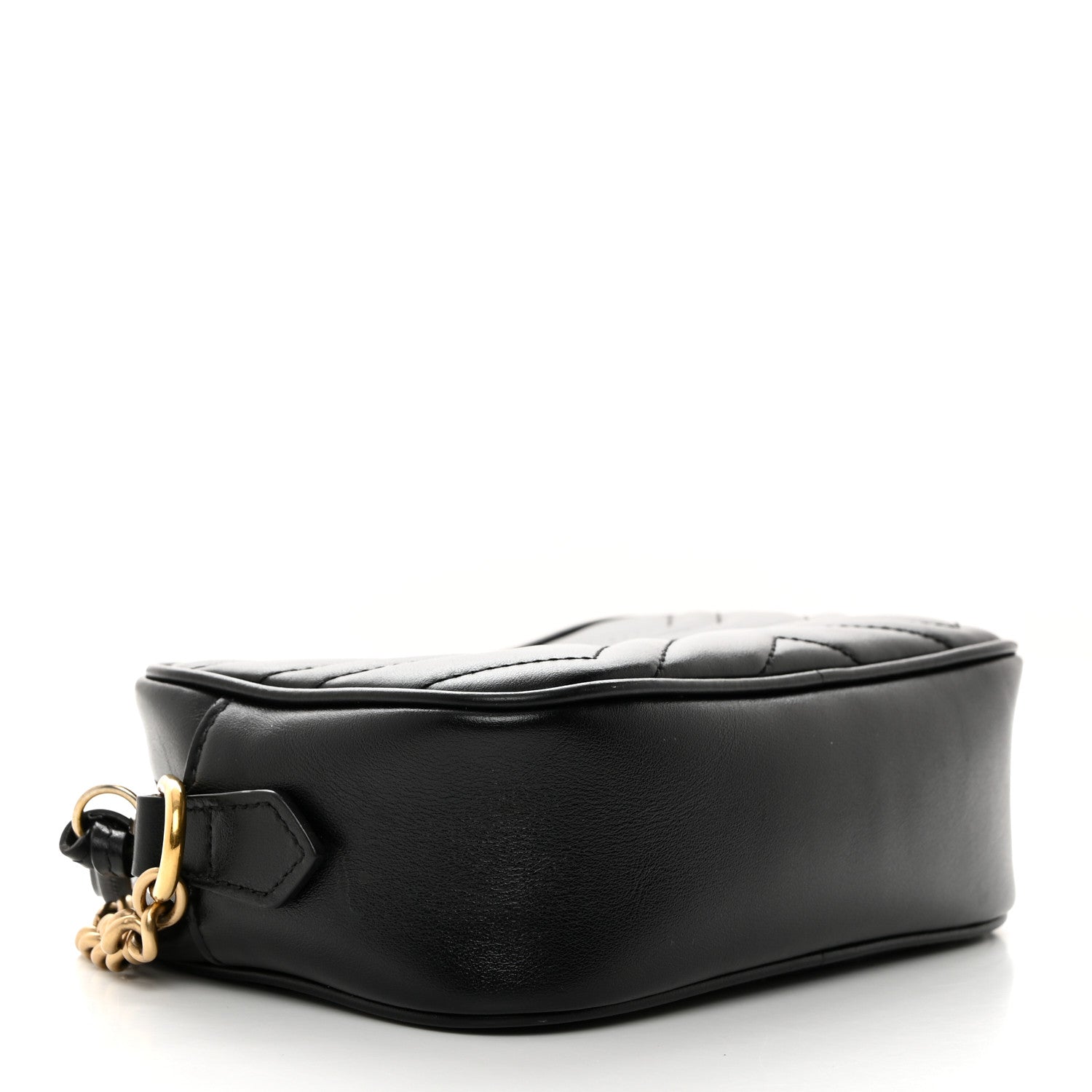 Gucci Calfskin Matelasse Mini GG Marmont Chain Shoulder Bag Black 4 of 11