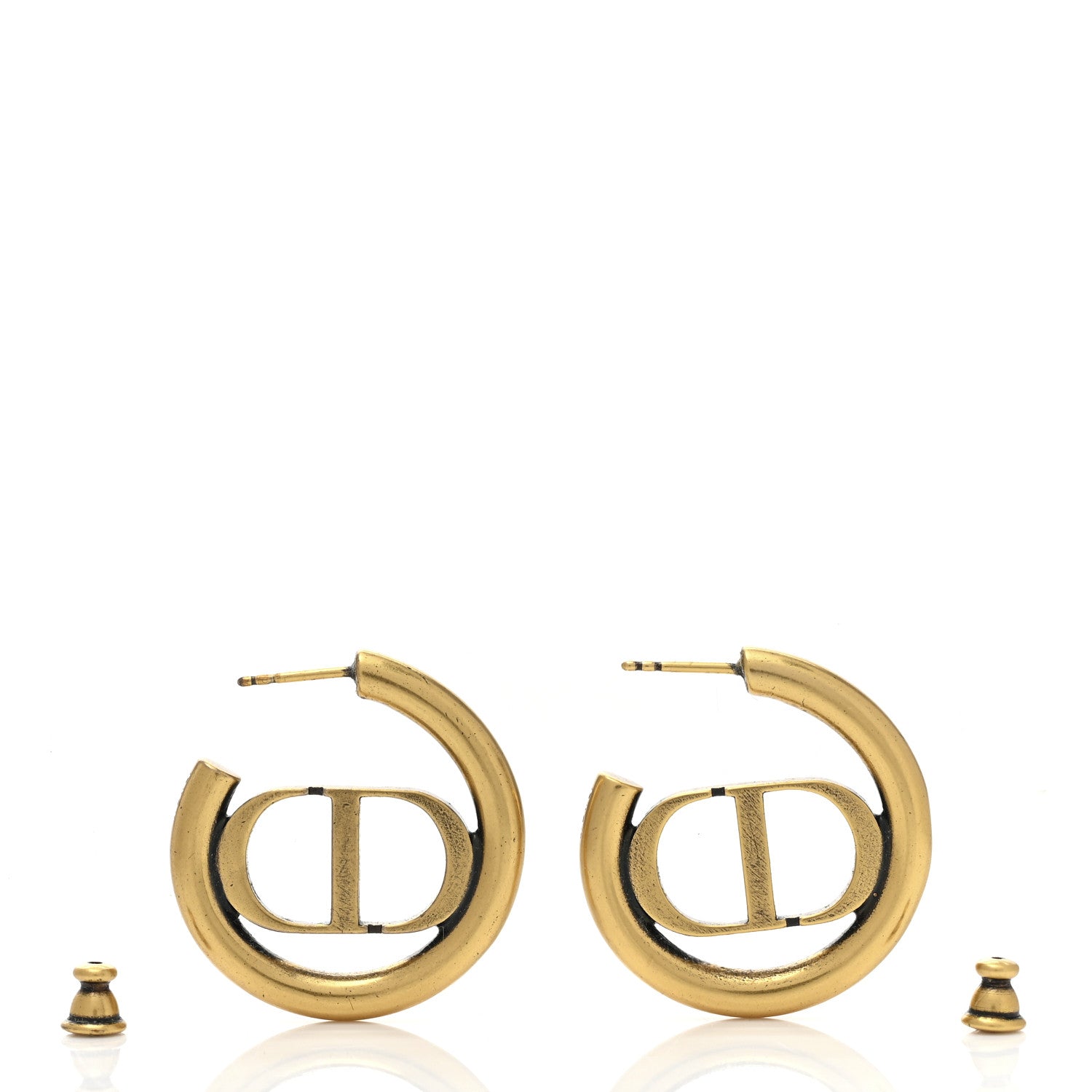 Christian Dior Metal 30 Montaigne Hoop Earrings Aged Gold 3 of 4