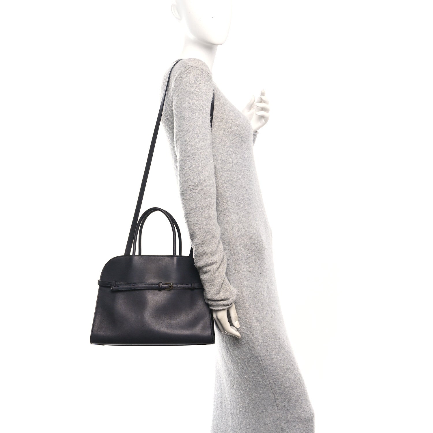 The Row Polished Saddle Calfskin Soft Margaux 12 Black 2 of 11