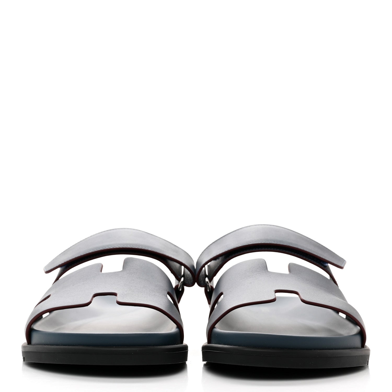 Hermes Calfskin Womens Chypre Sandals 41 Bleu Celeste Bordeaux 2 of 9