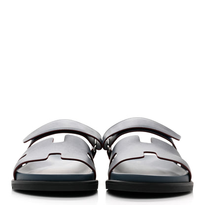 Hermes Calfskin Womens Chypre Sandals 41 Bleu Celeste Bordeaux 2 of 9