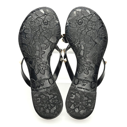 Valentino Garavani PVC Jelly Rockstud Bow Thong Sandals 37 Black 5 of 7