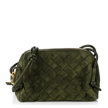 Bottega Veneta Suede Intrecciato Concert Pouch Green Tweed 1 of 10