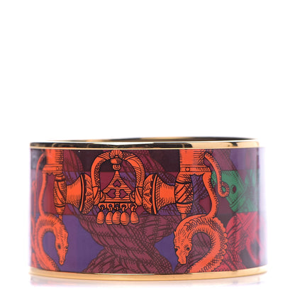 Hermes Enamel Printed Della Cavalleria Extra Wide Bracelet 65 Cacao 1 of 5