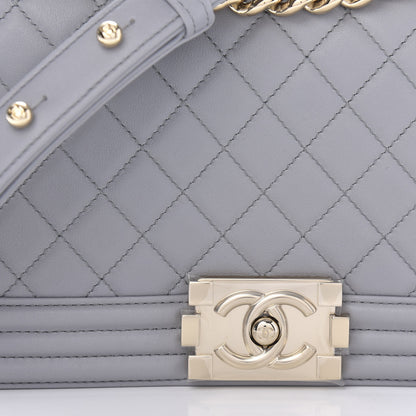 Chanel Calfskin Quilted Medium Boy Flap Grey 10 of 11