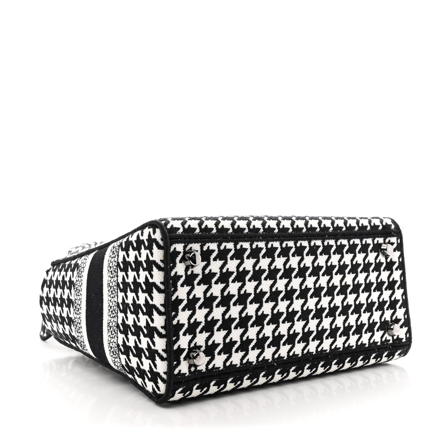 Christian Dior Canvas Houndstooth Embroidered Medium Lady D-Lite Black White 4 of 12