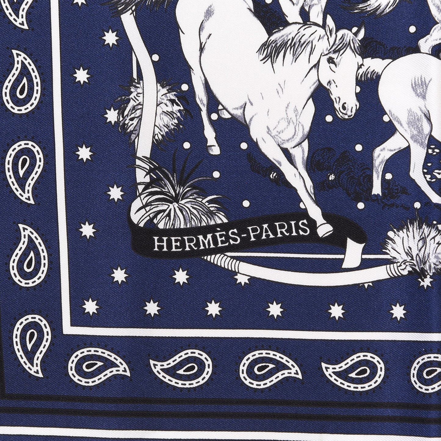 Silk Les Mustangs Bandana 55 Marine Blanc