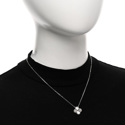Van Cleef & Arpels 18K White Gold Guilloche Vintage Alhambra Pendant Necklace 1 of 4
