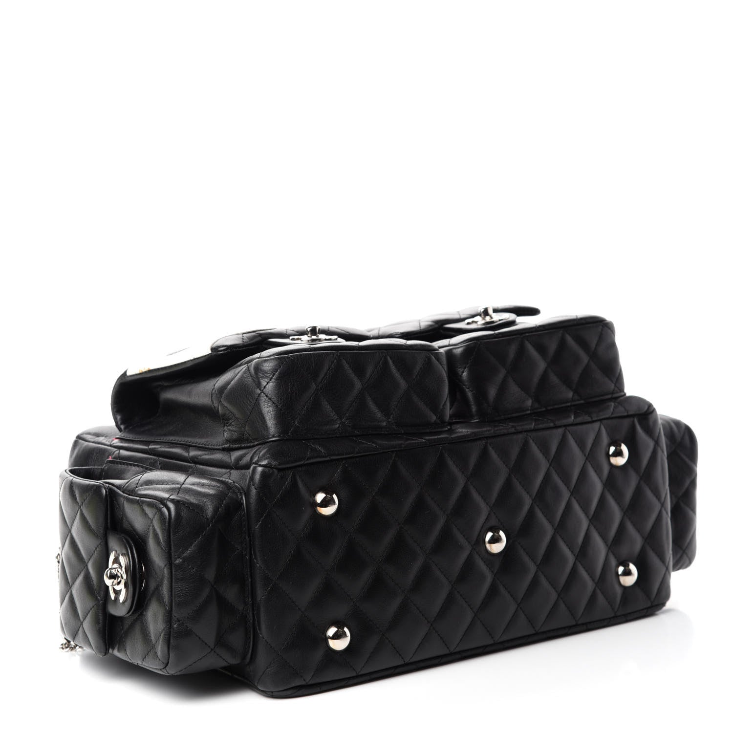 Chanel Calfskin Quilted Large Cambon Multipocket Reporter Black White 4 of 9