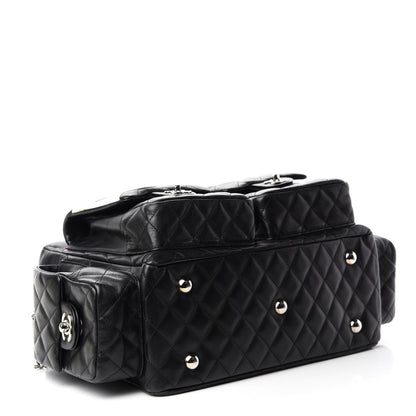 Chanel Calfskin Quilted Large Cambon Multipocket Reporter Black White 4 of 9