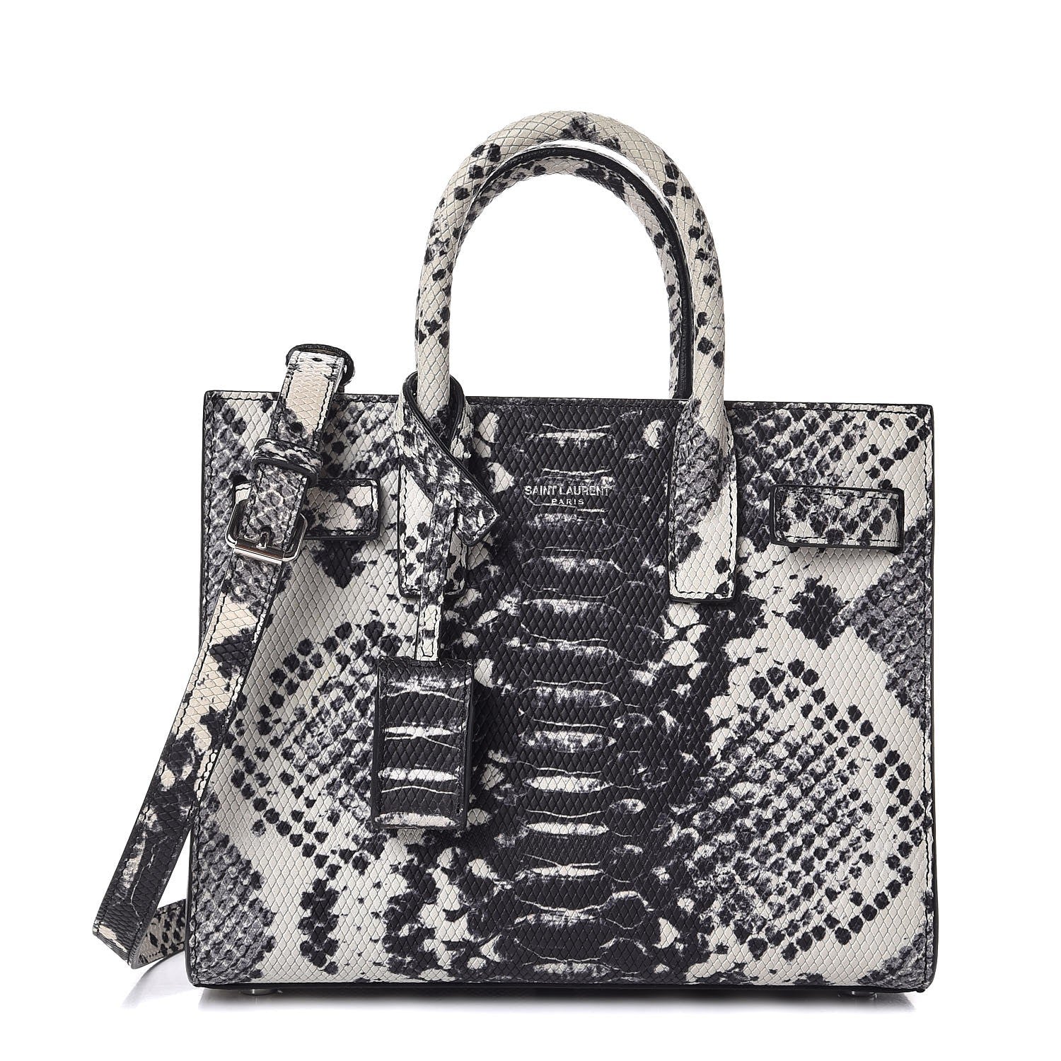 Saint Laurent Python Embossed Nano Sac De Jour Black White 303012