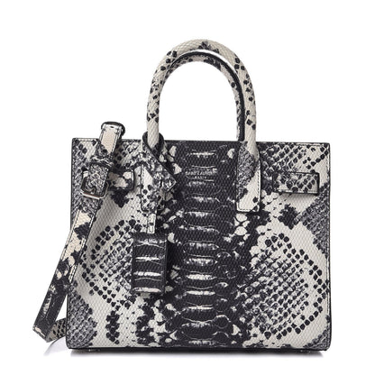 Saint Laurent Python Embossed Nano Sac De Jour Black White 1 of 8