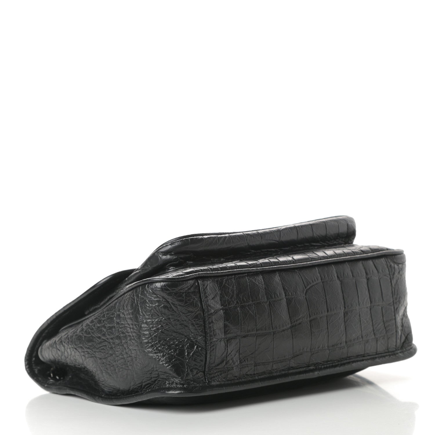 Saint Laurent Crocodile Embossed Lambskin Monogram Medium Niki Chain Satchel Black 6 of 11
