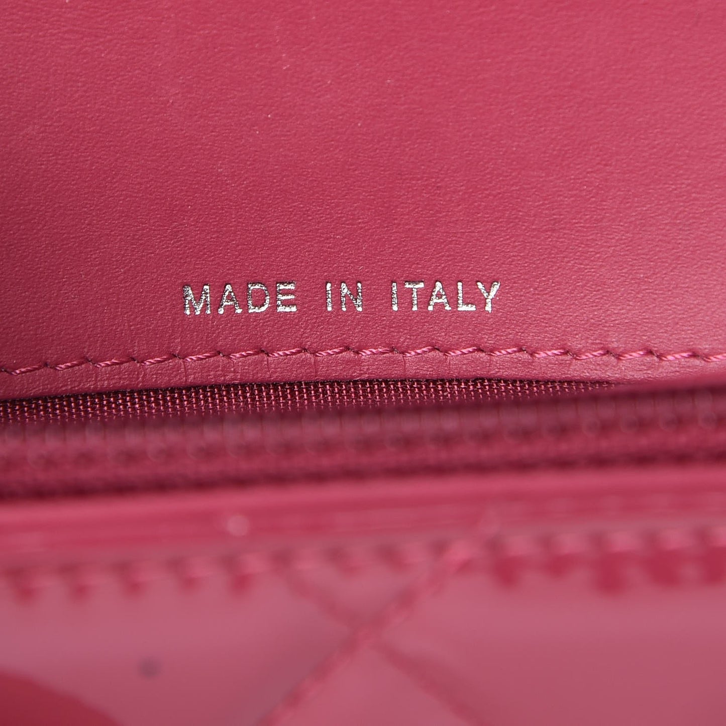Patent Calfskin Quilted Large Brilliant Flap Wallet Fuchsia