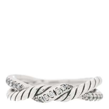 David Yurman Sterling Silver Diamond Continuance Band Ring 56 7.5 1 of 4