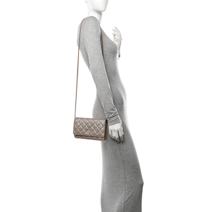 Chanel Iridescent Caviar Quilted Wallet on Chain WOC Beige 2 of 11
